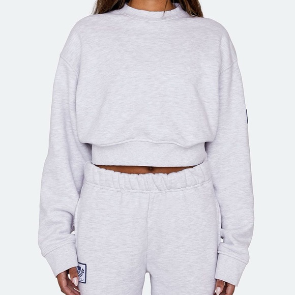 SET ACTIVE Heather Grey Cropped Sweatshirt - Picture 1 of 4